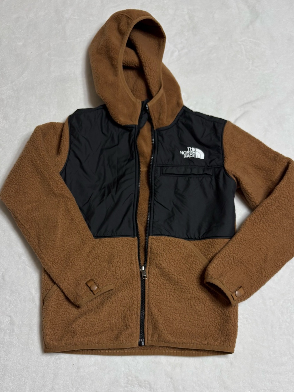 The North Face Kids Brown Fleece Jacket with Black Chest Panel